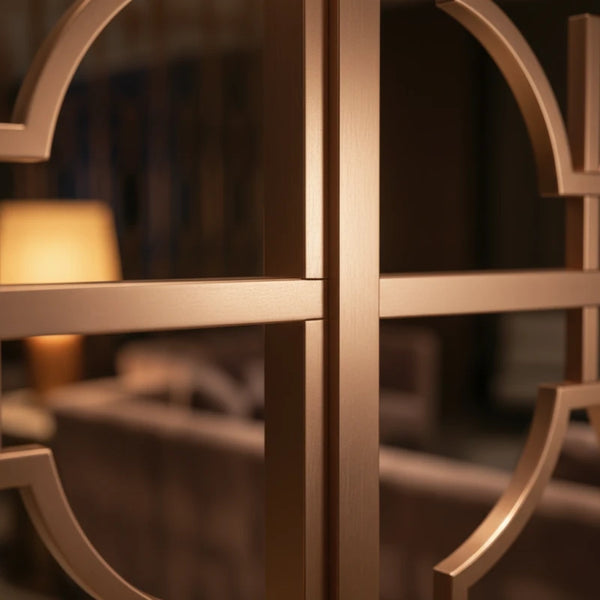 Macro view of welded and polished seamless joint on interior screen frame.