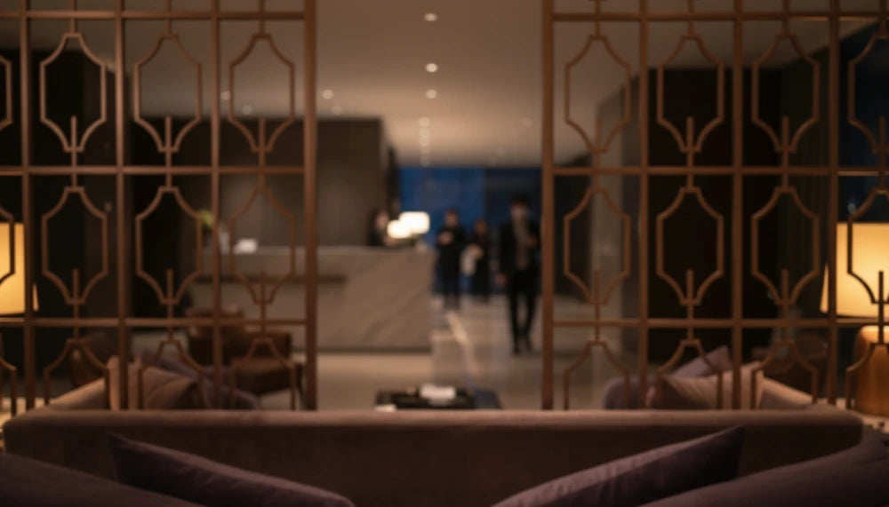 View from the VIP lounge looking out through the privacy screen.