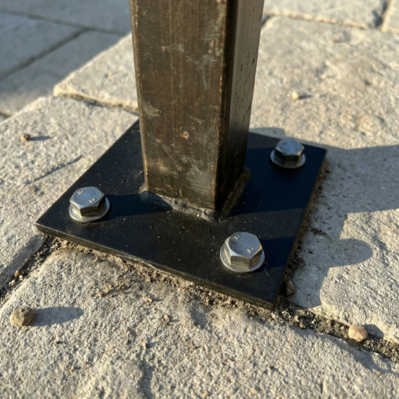 Heavy-duty base plate anchoring detail for outdoor wind resistance.