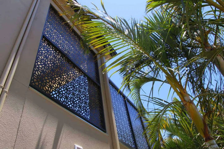 Geo Criss Cross Corten | Architectural Metal Screen Pattern hero image